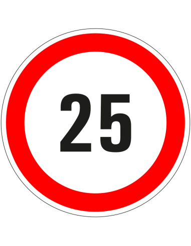 25 sticker - zelfklevende folie - rood wit - rond - tekst 25 met rode rand
