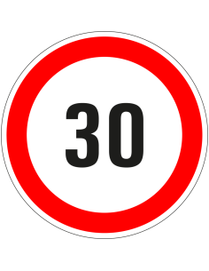 30 sticker - zelfklevende folie - rood wit - rond - tekst 30 met rode rand