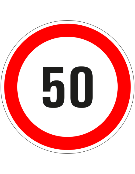 50 sticker - zelfklevende folie - rood wit - rond - tekst 50 met rode rand