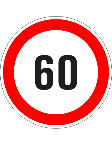 60 sticker - zelfklevende folie - rood wit - rond - tekst 60 met rode rand