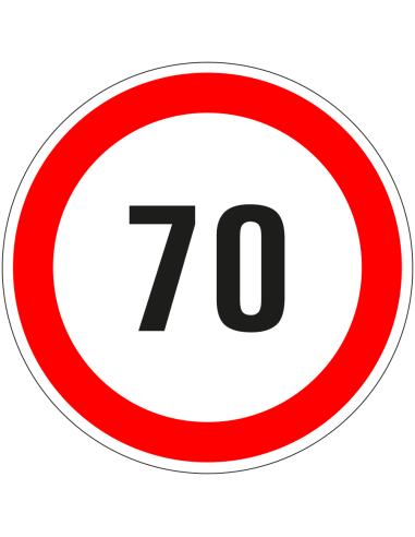 70 sticker - zelfklevende folie - rood wit - rond - tekst 70 met rode rand