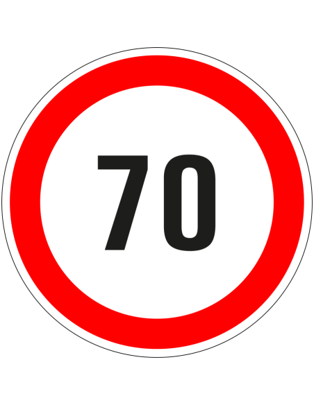 70 sticker - zelfklevende folie - rood wit - rond - tekst 70 met rode rand