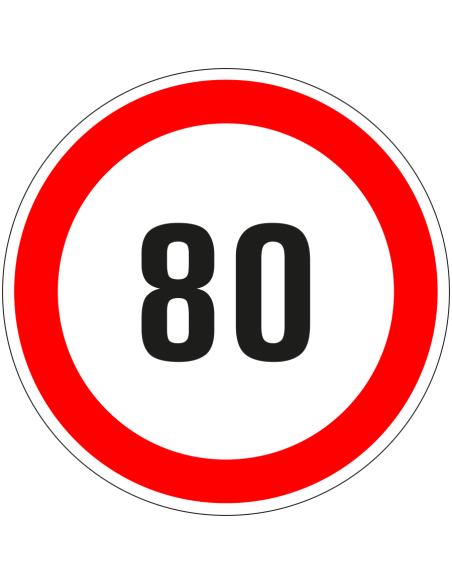 80 sticker - zelfklevende folie - rood wit - rond - tekst 80 met rode rand