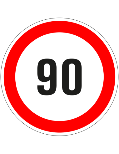 90 sticker - zelfklevende folie - rood wit - rond - tekst 90 met rode rand