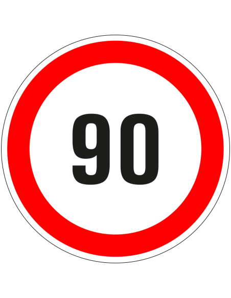 90 sticker - zelfklevende folie - rood wit - rond - tekst 90 met rode rand