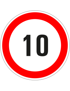 10 bord - kunststof - rood wit - rond - cijfer 10 met rode rand