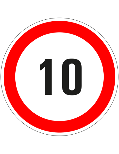 10 bord - kunststof - rood wit - rond - cijfer 10 met rode rand