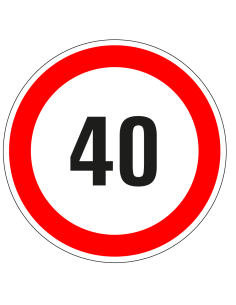 40 bord - kunststof - rood wit - rond - cijfer 40 met rode rand