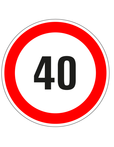 40 bord - kunststof - rood wit - rond - cijfer 40 met rode rand