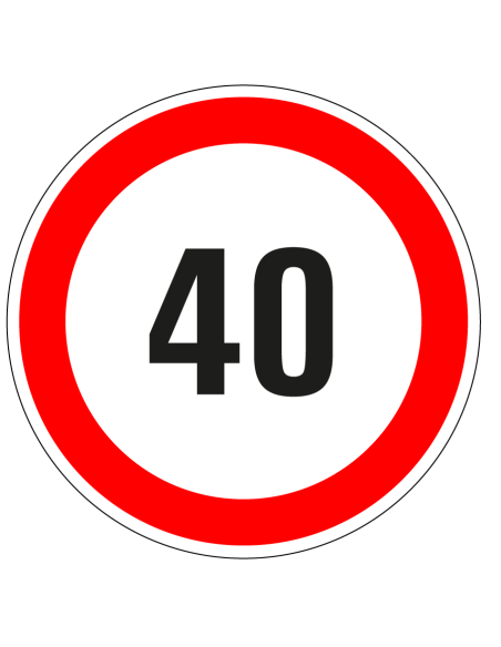 40 bord - kunststof - rood wit - rond - cijfer 40 met rode rand