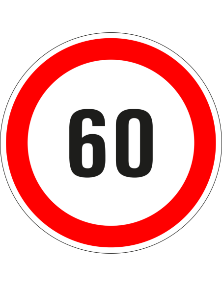 60 bord - kunststof - rood wit - rond - cijfer 60 met rode rand