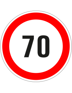 70 bord - kunststof - rood wit - rond - cijfer 70 met rode rand
