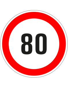 80 bord - kunststof - rood wit - rond - cijfer 80 met rode rand