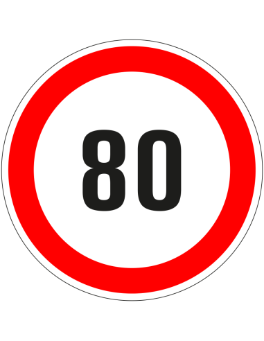 80 bord - kunststof - rood wit - rond - cijfer 80 met rode rand