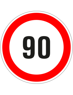 90 bord - kunststof - rood wit - rond - cijfer 90 met rode rand