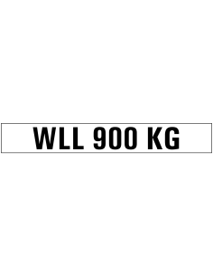 WLL 900 kg sticker - zwart wit - rechthoekig - tekst WLL 900 kg
