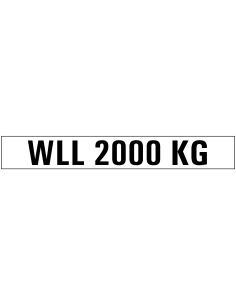 WLL 2000 kg sticker - zwart wit - rechthoekig - tekst WLL 2000 kg