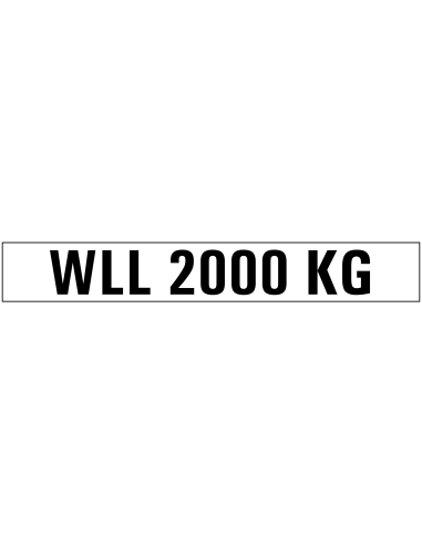 WLL 2000 kg sticker - zwart wit - rechthoekig - tekst WLL 2000 kg