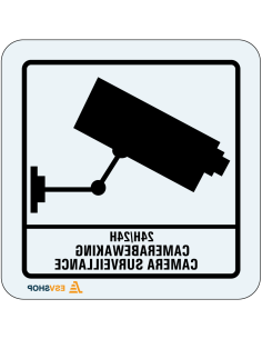 Raamsticker camerabewaking NL & EN - vierkant - zwart wit - achterkant sticker