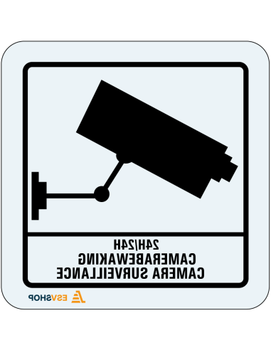 Raamsticker camerabewaking NL & EN - vierkant - zwart wit - achterkant sticker