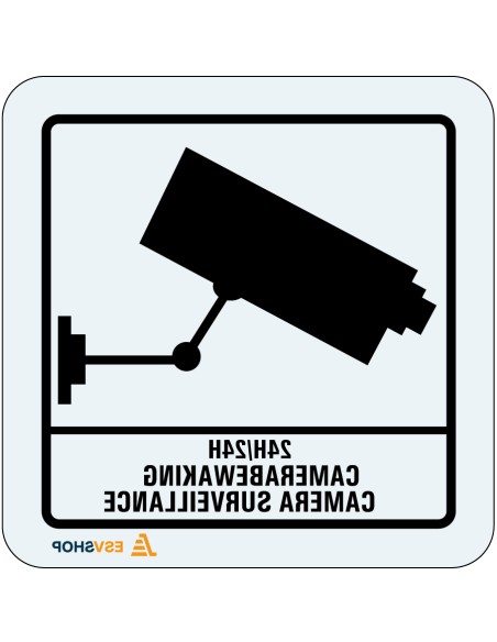 Raamsticker camerabewaking NL & EN - vierkant - zwart wit - achterkant sticker