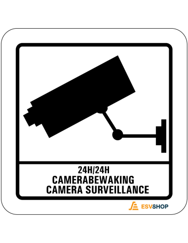Raamsticker camerabewaking NL & EN - vierkant - zwart wit - voorkant sticker