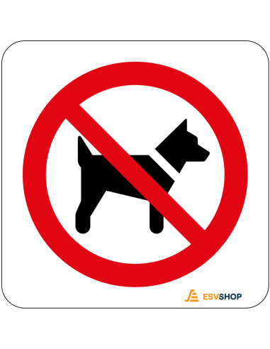 Raamsticker verboden voor honden, P021, vierkant, rood wit, symbool hond met rode streep
