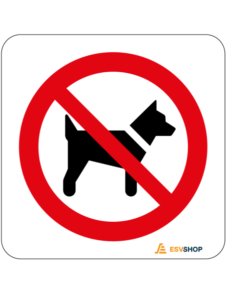 Raamsticker verboden voor honden, P021, vierkant, rood wit, symbool hond met rode streep