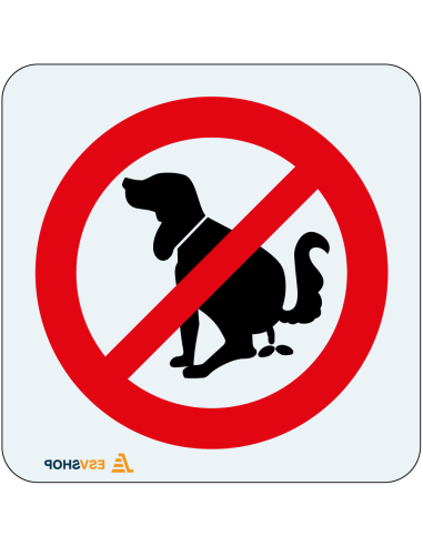 Raamsticker verboden te poepen voor honden - rood wit - rond - symbool poepende hond met rode streep