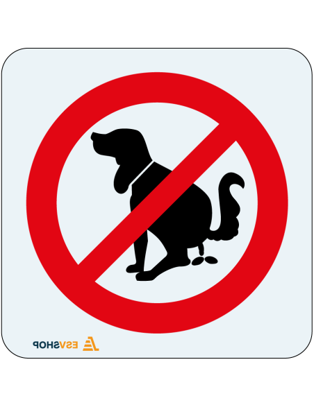 Raamsticker verboden te poepen voor honden - rood wit - rond - symbool poepende hond met rode streep
