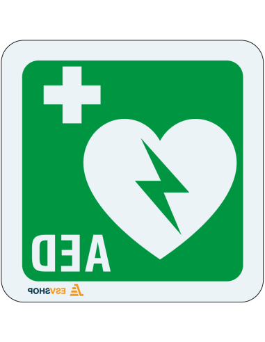 Raamsticker AED met tekst - groen wit - vierkant - symbool AED met tekst AED