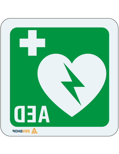 Raamsticker AED met tekst - groen wit - vierkant - symbool AED met tekst AED