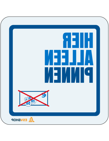 Raamsticker hier alleen pinnen - blauw wit - vierkant - tekst hier alleen pinnen met symbool