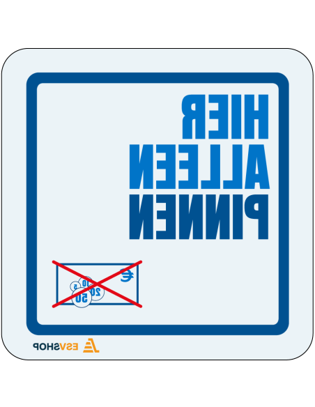 Raamsticker hier alleen pinnen - blauw wit - vierkant - tekst hier alleen pinnen met symbool