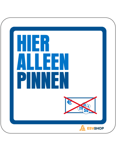 Raamsticker hier alleen pinnen - blauw wit - vierkant - tekst hier alleen pinnen met symbool