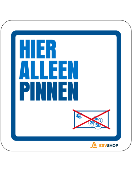 Raamsticker hier alleen pinnen - blauw wit - vierkant - tekst hier alleen pinnen met symbool
