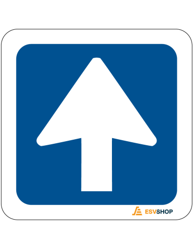 Raamsticker eenrichtingsweg, C3, blauw wit, vierkant, blauw vierkant met witte pijl