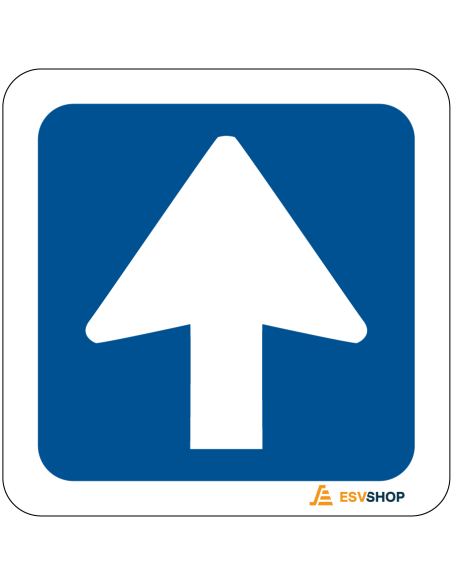 Raamsticker eenrichtingsweg, C3, blauw wit, vierkant, blauw vierkant met witte pijl