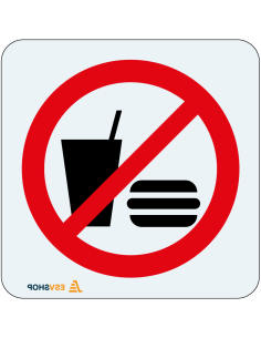 Raamsticker verboden eten en drinken, P022, rood wit, rond, symbool eten en drinken met rode streep
