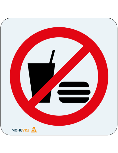 Raamsticker verboden eten en drinken, P022, rood wit, rond, symbool eten en drinken met rode streep