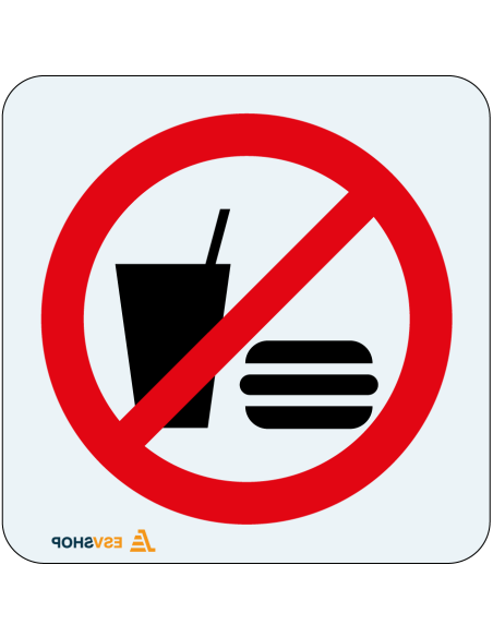 Raamsticker verboden eten en drinken, P022, rood wit, rond, symbool eten en drinken met rode streep