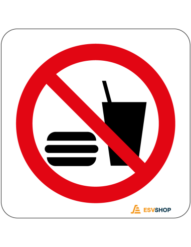 Raamsticker verboden eten en drinken, P022, rood wit, rond, symbool eten en drinken met rode streep