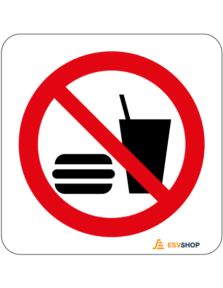 Raamsticker verboden eten en drinken, P022, rood wit, rond, symbool eten en drinken met rode streep