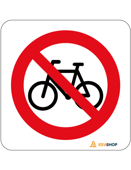 Raamsticker verboden voor fietsen, C14, rood wit, rond, symbool fiets met rode streep