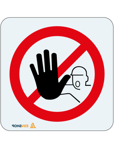 Raamsticker verboden toegang voor onbevoegden, rood wit, rond, symbool persoon met handje en rode streep