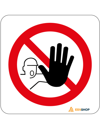 Raamsticker verboden toegang voor onbevoegden, rood wit, rond, symbool persoon met handje en rode streep