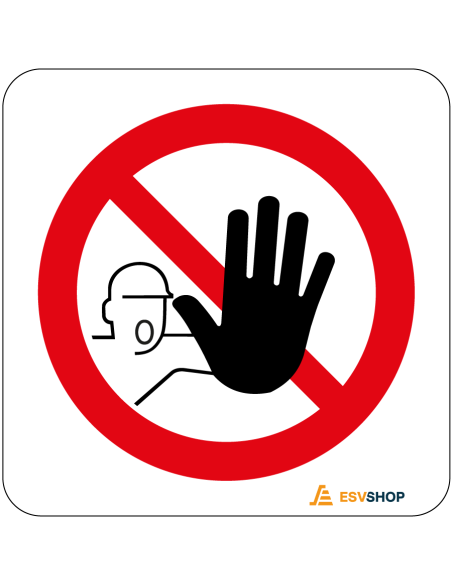 Raamsticker verboden toegang voor onbevoegden, rood wit, rond, symbool persoon met handje en rode streep