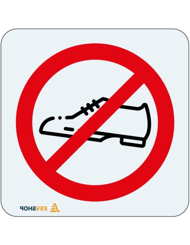 Raamsticker schoenen uit, rond, rood wit, symbool schoen met rode streep