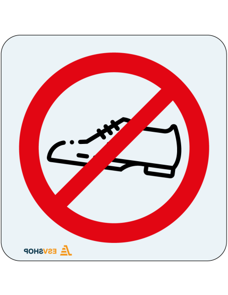 Raamsticker schoenen uit, rond, rood wit, symbool schoen met rode streep