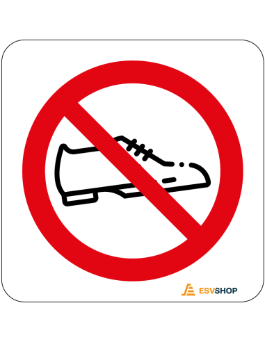 Raamsticker schoenen uit, rond, rood wit, symbool schoen met rode streep